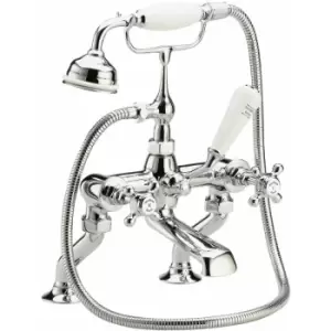Image of Topaz Dome Pillar Mounted Bath Shower Mixer Tap - Chrome - Hudson Reed