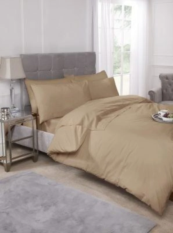 Image of New Edge Blinds Percale Duvet Set in Brown Size: Super King Brown Unisex Super King