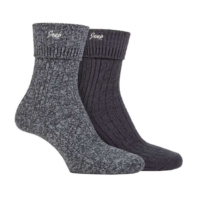 Image of Jeep 2 Pair Super Soft Turn Over Top Polyester Boot Socks Charcoal