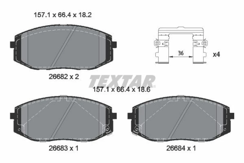 Image of Brake pad set TEXTAR 2668201