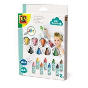 Image of SES CREATIVE Childrens Tiny Talents Aqua Colouring in the Bath, 8 Aqua Crayons Set