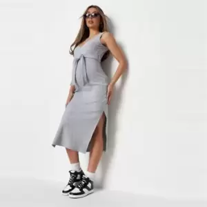 image of Missguided Maternity Ribbed Side Split Dress - Grey