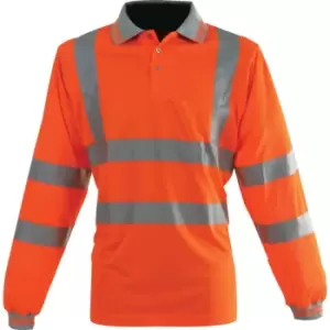 image of PR470 Large Hi-vis Orange Long Sleeve Polo Shirt