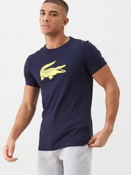 Image of Lacoste Sports Sports Crocodile Logo Print T-Shirt - Navy