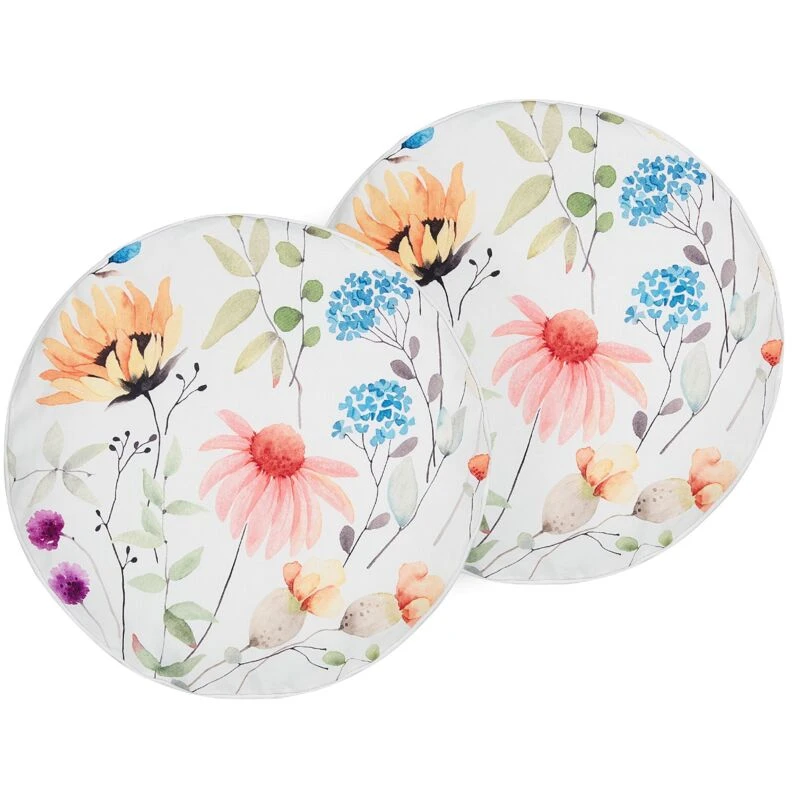 Image of Beliani Set Of 2 Outdoor Cushions Monesi Floral Pattern 40 X 40 Cm Multicolour