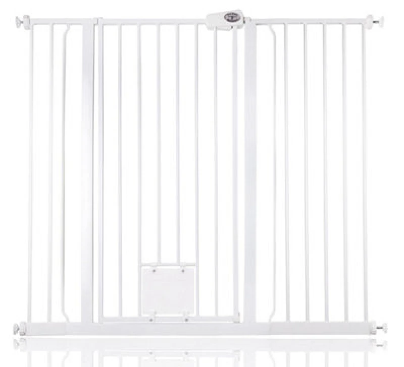 Image of Bettacare Pet Gate With Lockable Cat Flap, 120.3Cm - 127.9Cm, White, 104Cm In Height