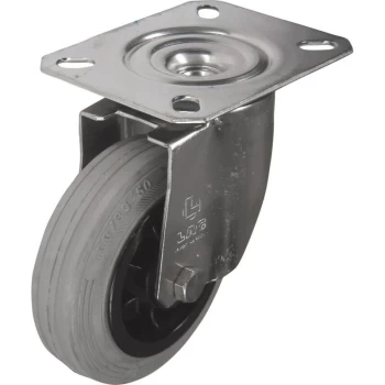 Image of Atlas Workholders - SS Swivel Plate 150MM Grey Rubber Tyre