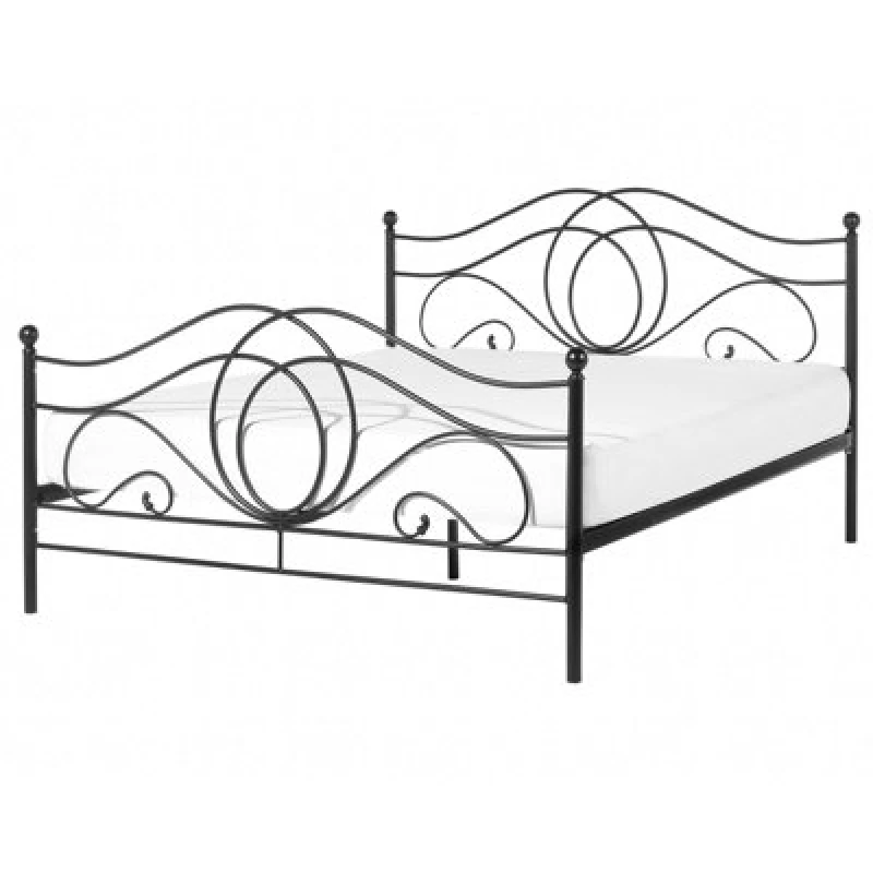 Image of Beliani Bed Metal Lyra 140 X 200 Cm (Eu Double) Black