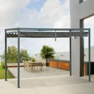 Outsunny Metal Pergola Gazebo Patio Sun Shelter Grape Tent Retractable Canopy Grey