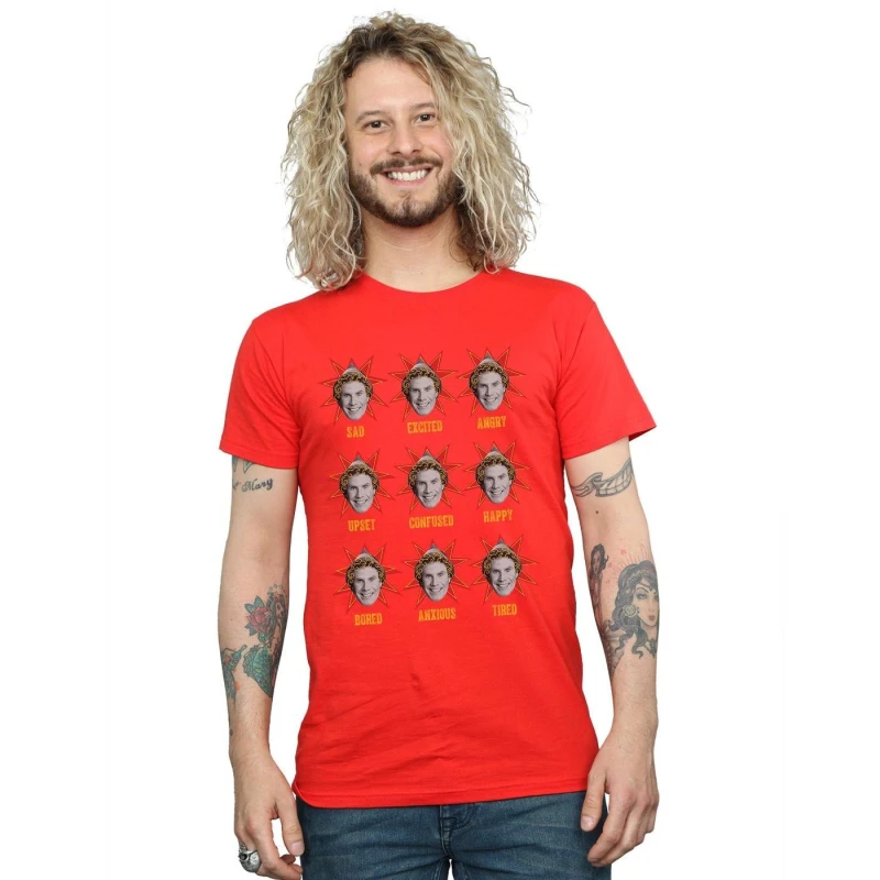 Image of Elf Elf Men Buddy Moods T-Shirt in Red Size: Small Red S Male 5057736054581
