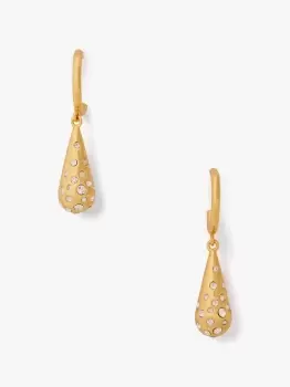 Image of Kate Spade Rain Drop Huggies, Clear/Gold, One Size