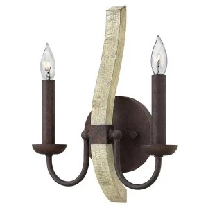 Image of 2 Light Indoor Candle Wall Light Iron Rust, E14