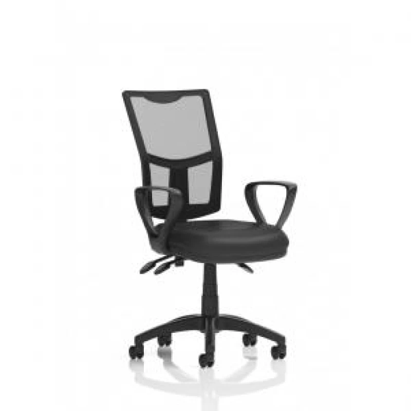 Image of Eclipse Eclipse Plus III Mesh Back With Black Bonded Leather Seat With Loop Arms DE03MVINYLBLKLP