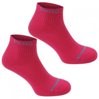 image of USA Pro 2 Pack Crew Socks - Pink