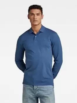 Image of G-Star RAW G-star Dunda Long Sleeve Core Polo Shirt - Blue, Size 2XL, Men