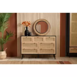 image of Croxley 7 Drawer Rattan Chest Black - Black