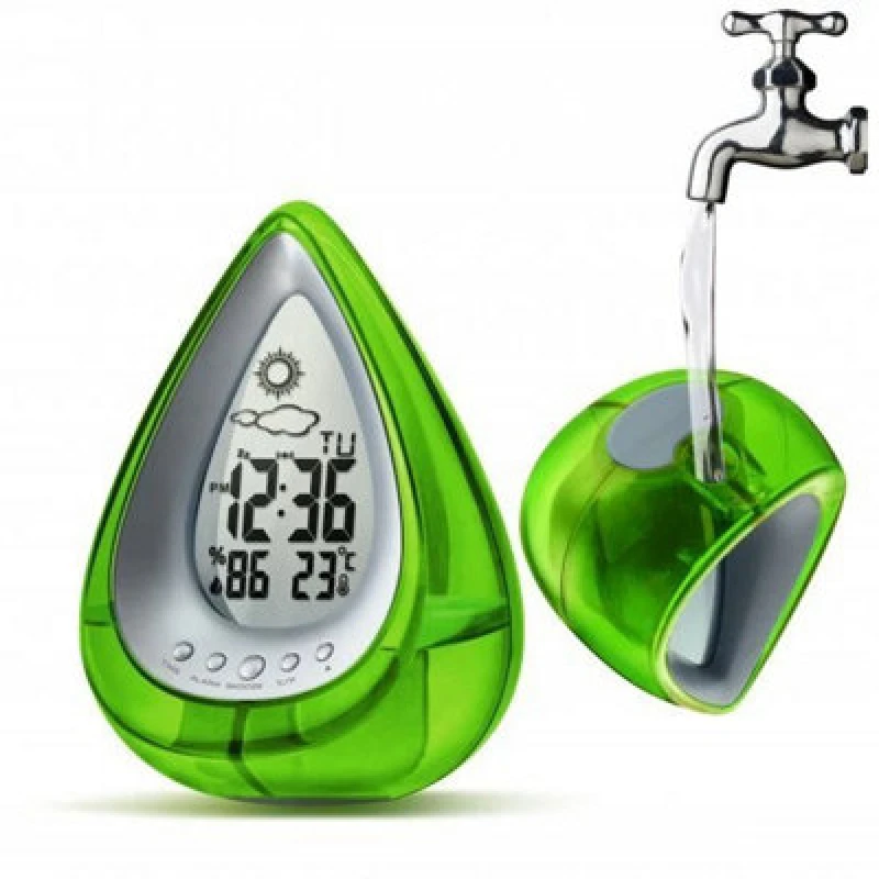 Image of Smart Living Smart Living Kettle Shaped Water Powered Multi Function Digital Desk Clock in Green Green One Size Unisex 0632556514535