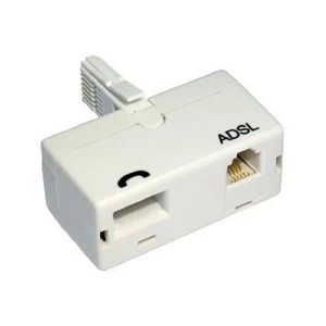 image of BT (M) to BT (F) and RJ11 (F) White OEM Direct Plug ADSL Micro Filter Adapter