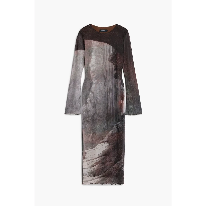 Image of Desigual Womens long sleeve dress Desigual Abyss Lacroix Gris Female L