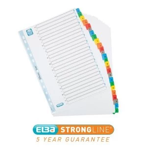 Image of Elba A4 Index Mylar reinforced Europunched A Z with Coloured Mylar Tabs White Single