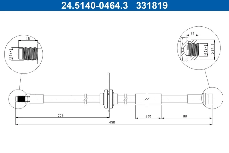 Image of Brake hose ATE 24.5140-0464.3