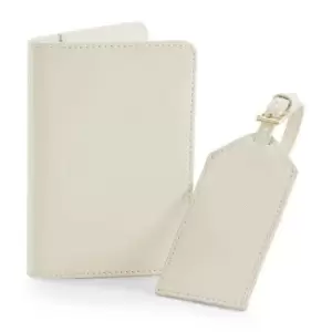 Image of BagBase Faux Leather Boutique Travel Set (One Size) (Oyster)