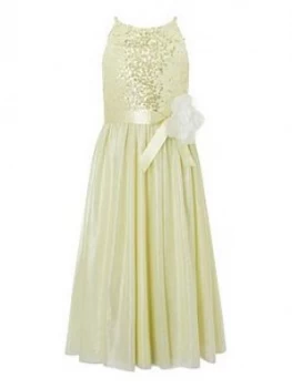 image of Monsoon Girls Truth Sequin Maxi Dress - Lemon