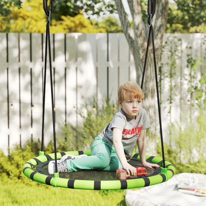 Image of AIYAPLAY Kid Nest Swing Seat, 100cm Diameter Round Saucer Swing Set, Black Black