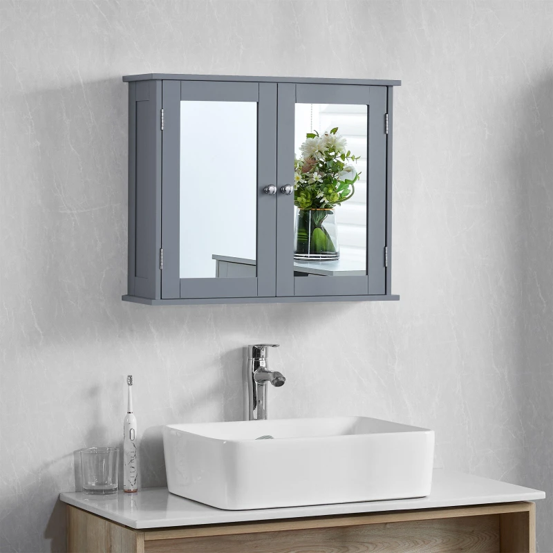 Image of Lassic Bath Vida Priano 2 Door Mirrored Wall Cabinet - Grey Unisex One Size