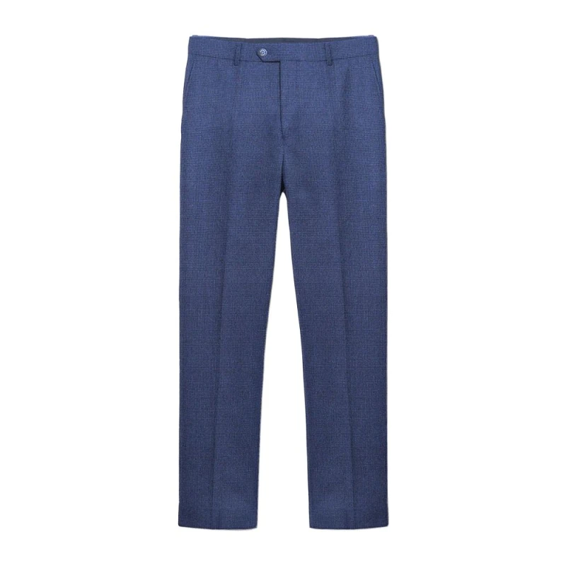 Image of Lambretta Lambretta Men Spencer Checked Suit Trousers in Navy Size: 34R Navy 34R Male 5063703654340