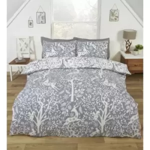 Image of Rapport Tatton King Size Duvet Cover Set Reversible Bedding Bed Set Winter Festive Grey - Grey
