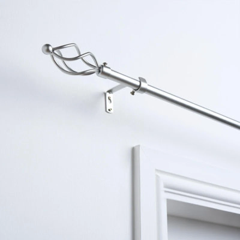 Image of OHS OHS Curtain Pole Extendable Metal Finnials Twist End Rings Rod Fittings in Grey Size: 120cm Grey 120cm Unisex 5027434214877