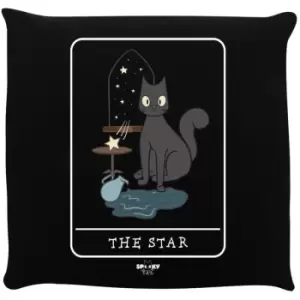 Image of Spooky Cat The Star Tarot Cushion (One Size) (Black/Grey/White) - Black/Grey/White