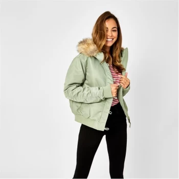 image of Jack Wills Isla Bomber Parka Jacket - Pale Green