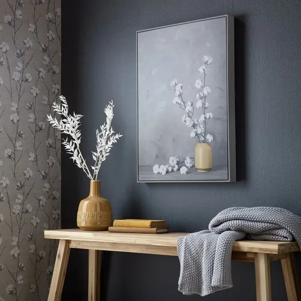 Image of ART FOR THE HOME Art For The Home - Cotton Flower Sprigs Framed Printed Canvas 114210