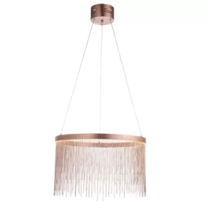 image of Zelma LED Pendant Light Fine Copper Chain Waterfall Effect Brushed Copper, Warm White