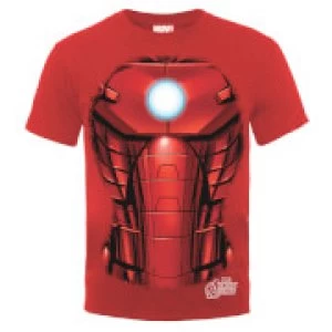 Image of Marvel Avengers Assemble Iron Man Chest Burst T-Shirt - Red - L
