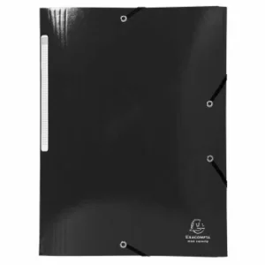 image of Iderama Elasticated 3 Flap Folder A4, 425gsm, Black, Pack of 25