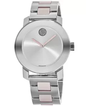 image of Movado Bold Silver Dial Steel & Ceramic Womens Watch 3600702 3600702