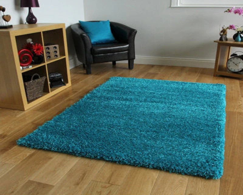 Image of Smart Living Smart Living Soft Fluffy 5cm Thick Pile Shaggy Area Rugs for Living Room, Bedroom in Teal Size: 200cm x 290cm Teal 200cm x 290cm Unisex