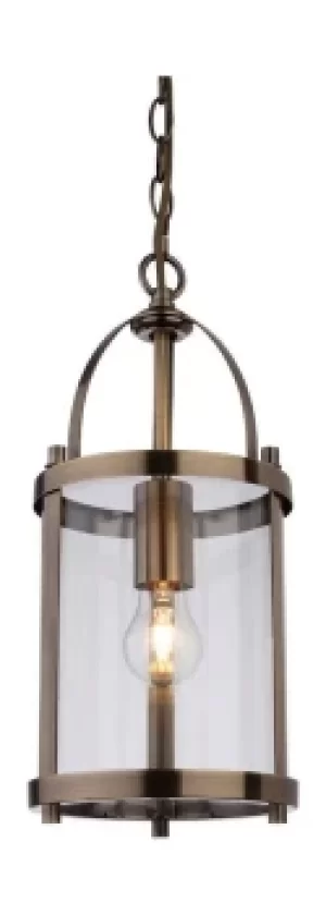 image of Imperial 1 Light Round Ceiling Pendant Lantern Antique Brass, E27