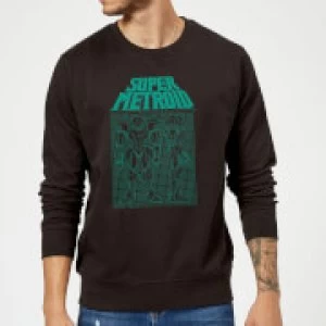Image of Nintendo Super Metroid Power Suit Blueprint Sweatshirt - Black - Black