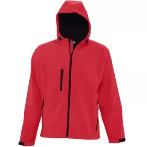 Image of SOLS Mens Replay Hooded Soft Shell Jacket (Breathable, Windproof And Water Resistant) (3XL) (Pepper Red)