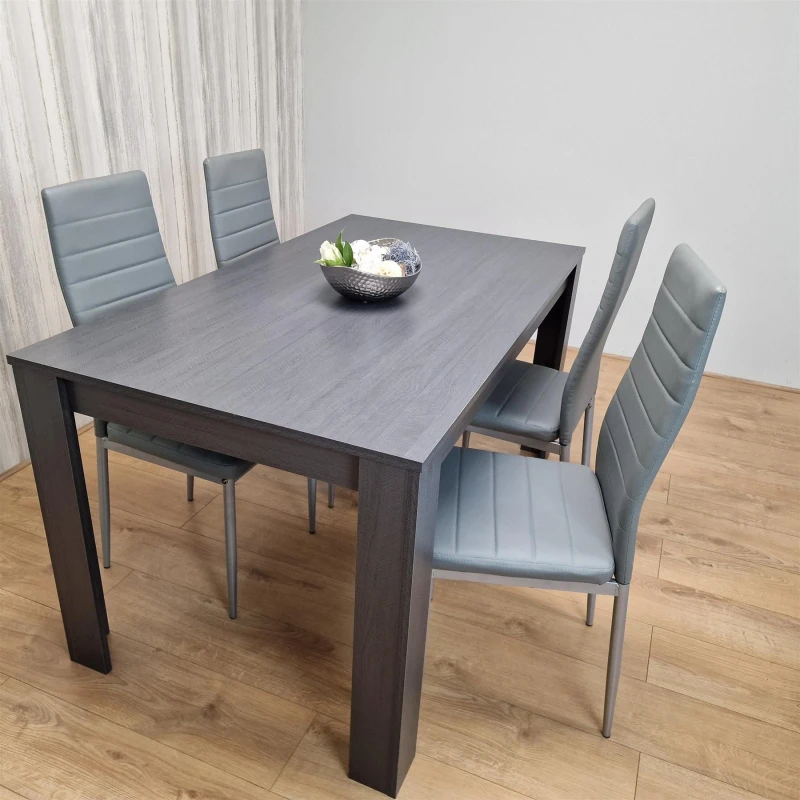 Image of KOSY KOALA Dining Table Set with 4 Chairs Dining Room and Kitchen table set of 4 Dark Grey