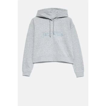 image of Jack Wills Pedderson Cropped Embroidered Hoodie - Grey