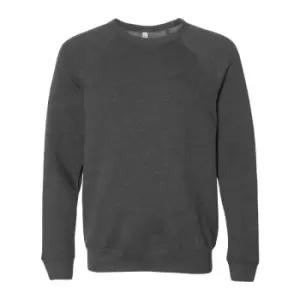 image of Bella + Canvas Unisex Adult Fleece Raglan Sweatshirt (L) (Dark Grey Heather)