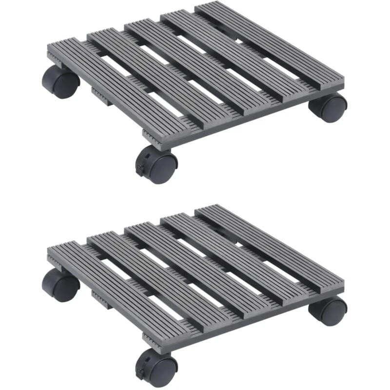 Image of VIDAXL Plant Trolleys 2 pcs Grey 30x30x7.5cm WPC vidaXL 8720286195307