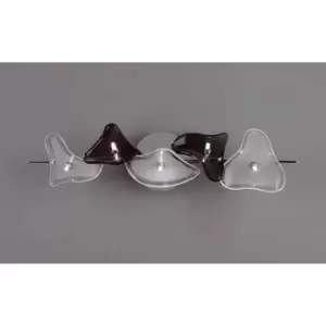 Image of Ceiling / Wall lamp Otto 5 Bulbs G4 Bar, polished chrome / frosted glass / Black glass