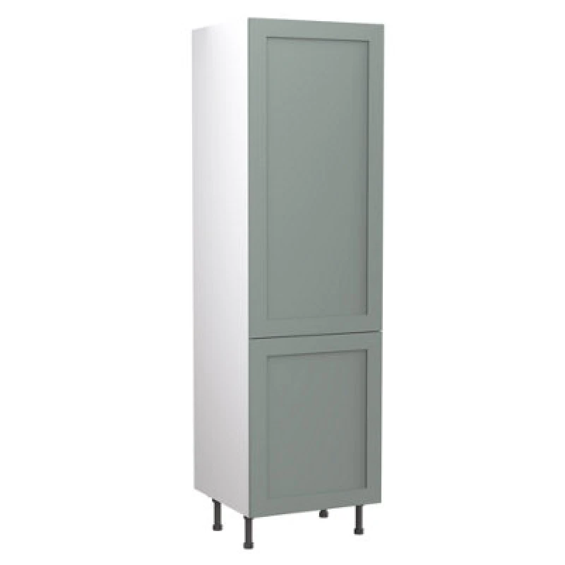 Image of Kitchen Kit Sage Green Matt Shaker Door Fridge & Freezer Housing Tall Unit Cabinet Soft Close Drawers Flatpack - 600X2120mm
