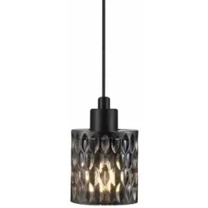 image of Nordlux Lighting - Nordlux Hollywood Cylindrical Pendant Ceiling Light Smoke Glass, E27